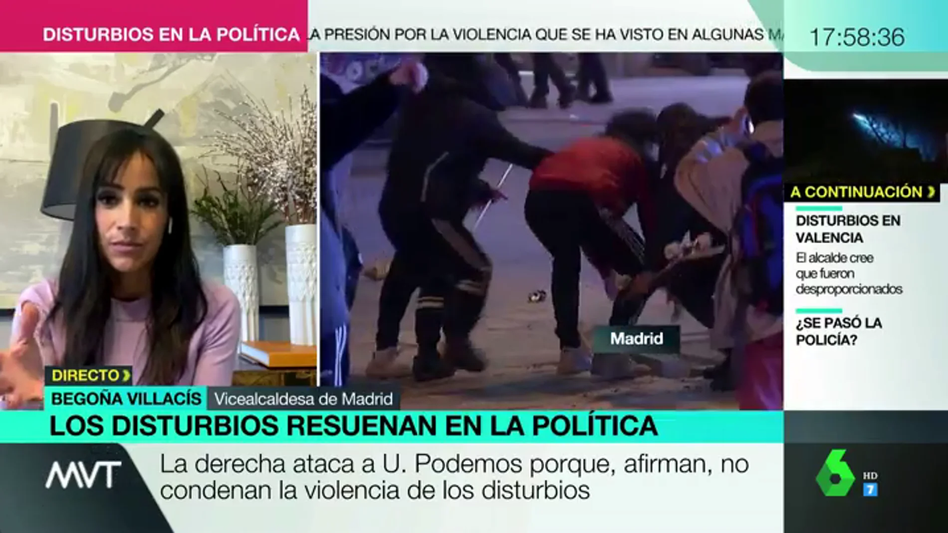 La dura crítica de Begoña Villacís a Pablo Iglesias y Echenique: "La violencia es injustificable"