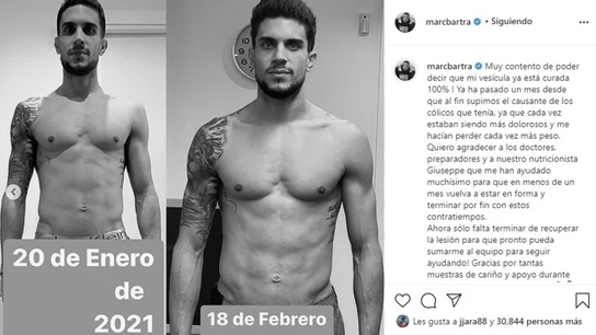 El cambio físico de Marc Bartra El cambio físico de Marc Bartra