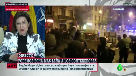 Robles "no comparte" el silencio de Podemos por los disturbios por Hasél: "No podemos tener complicidad con la violencia" Robles "no comparte" el silencio de Podemos por los disturbios por Hasél: "No podemos tener complicidad con la violencia"