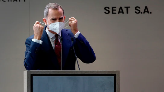 l rey Felipe VI durante su intervención en la visita que este viernes realiza junto a presidente del Gobierno, Pedro Sánchez, a la fábrica de SEAT en Martorell (Barcelona) Felipe VI SEAT