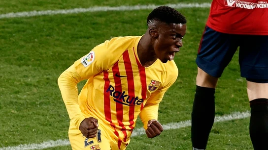Ilaix Moriba celebra un gol con el Barça Ilaix Moriba celebra un gol con el Barça