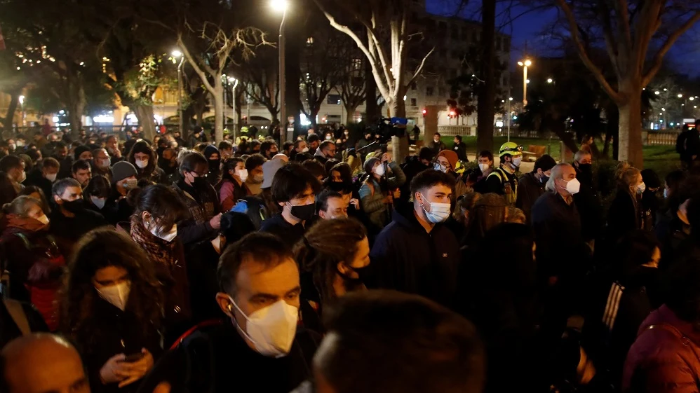 Protesta contra el encarcelamiento de Hasél en Barcelona