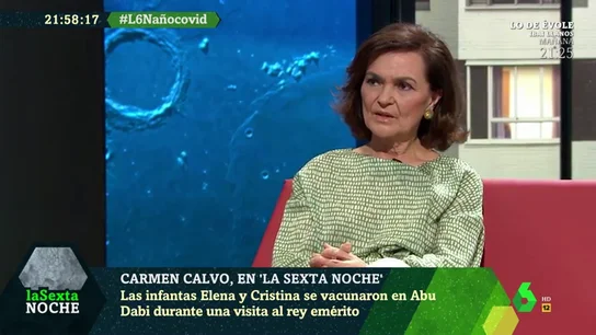 Carmen Calvo critica la vacunación de las infantas: "No es entendible ni aceptable de ninguna manera" Carmen Calvo critica la vacunación de las infantas: "No es entendible ni aceptable de ninguna manera"