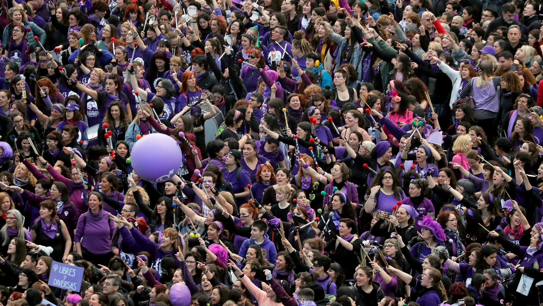 Imagen de la movilización feminista del 8M en Madrid correspondiente al año 2020