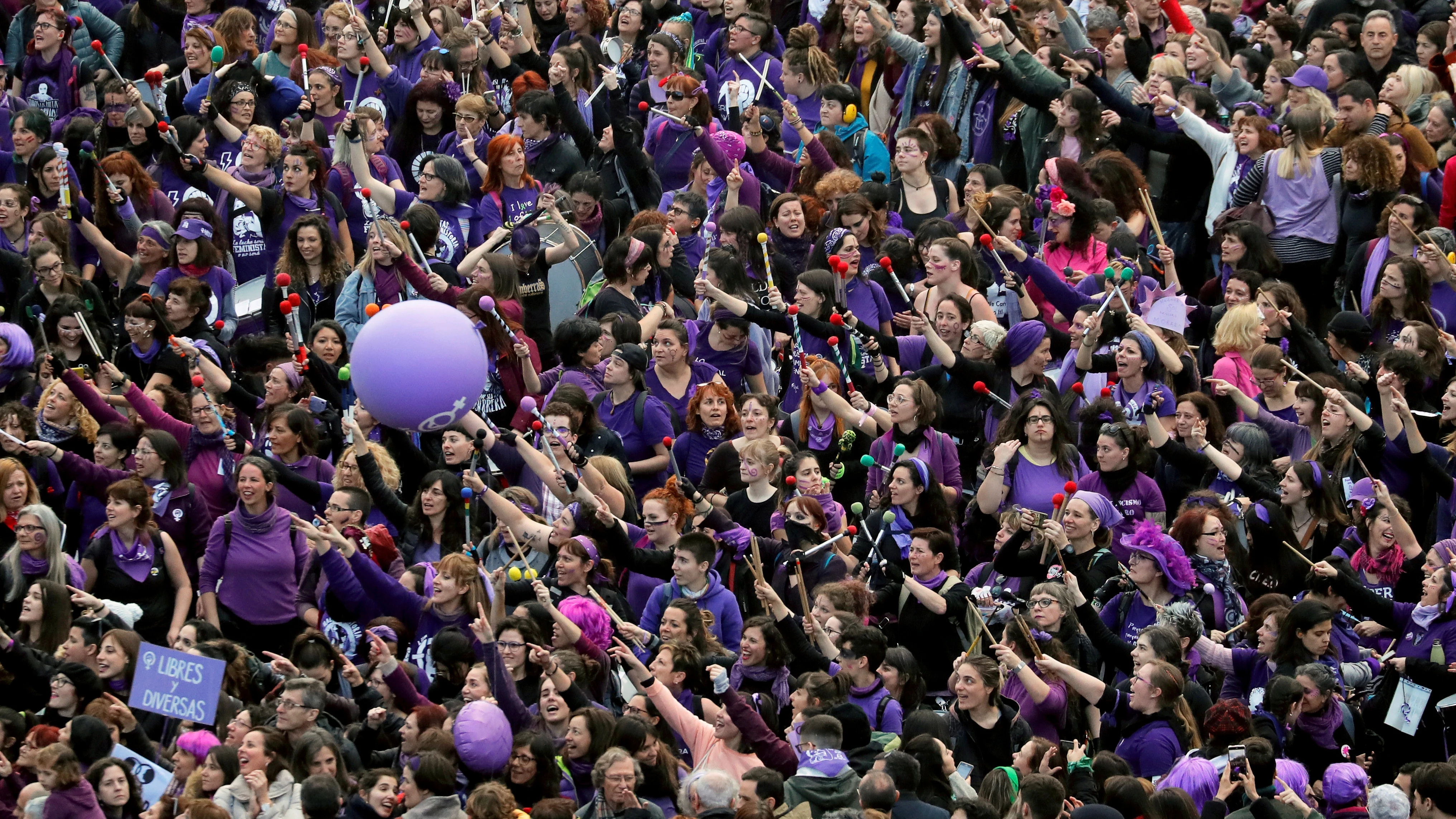 Imagen de la movilización feminista del 8M en Madrid correspondiente al año 2020