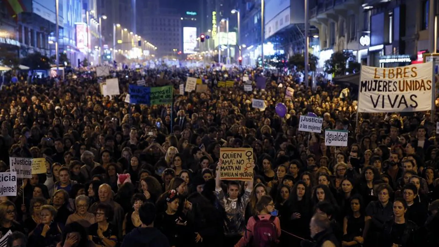 Imagen de archivo de una movilización feminista en Madrid. Imagen de archivo de una movilización feminista en Madrid.