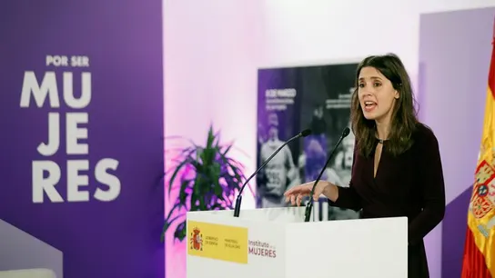 Irene Montero durante el acto sobre el 8-M Irene Montero durante el acto sobre el 8-M