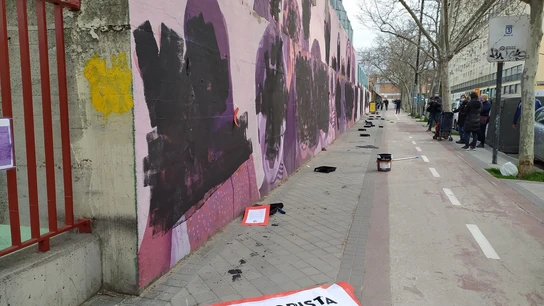 Imagen del mural feminista de Ciudad Lineal, vandalizado este lunes, 8 de Marzo Vandalizado Feminismo