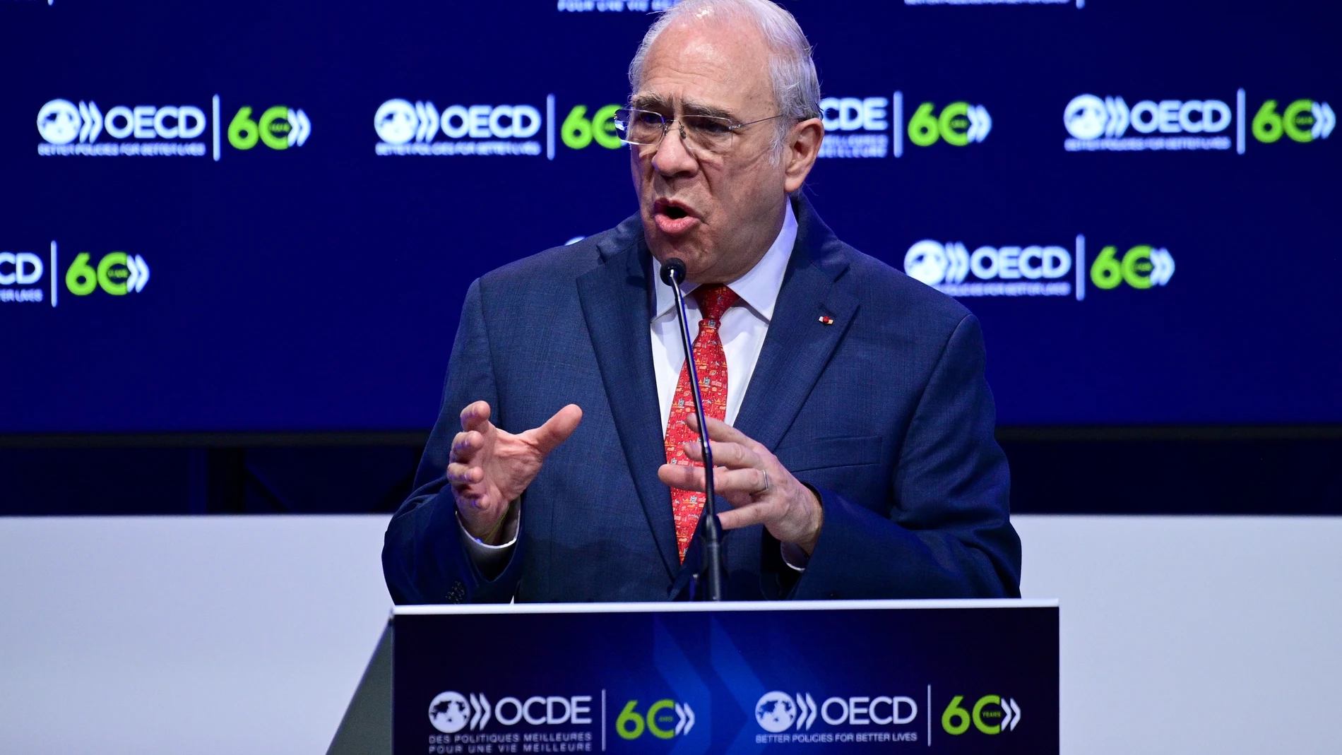 El secretario general de la OCDE, Ángel Gurria, durante el 60 aniversario de la entidad