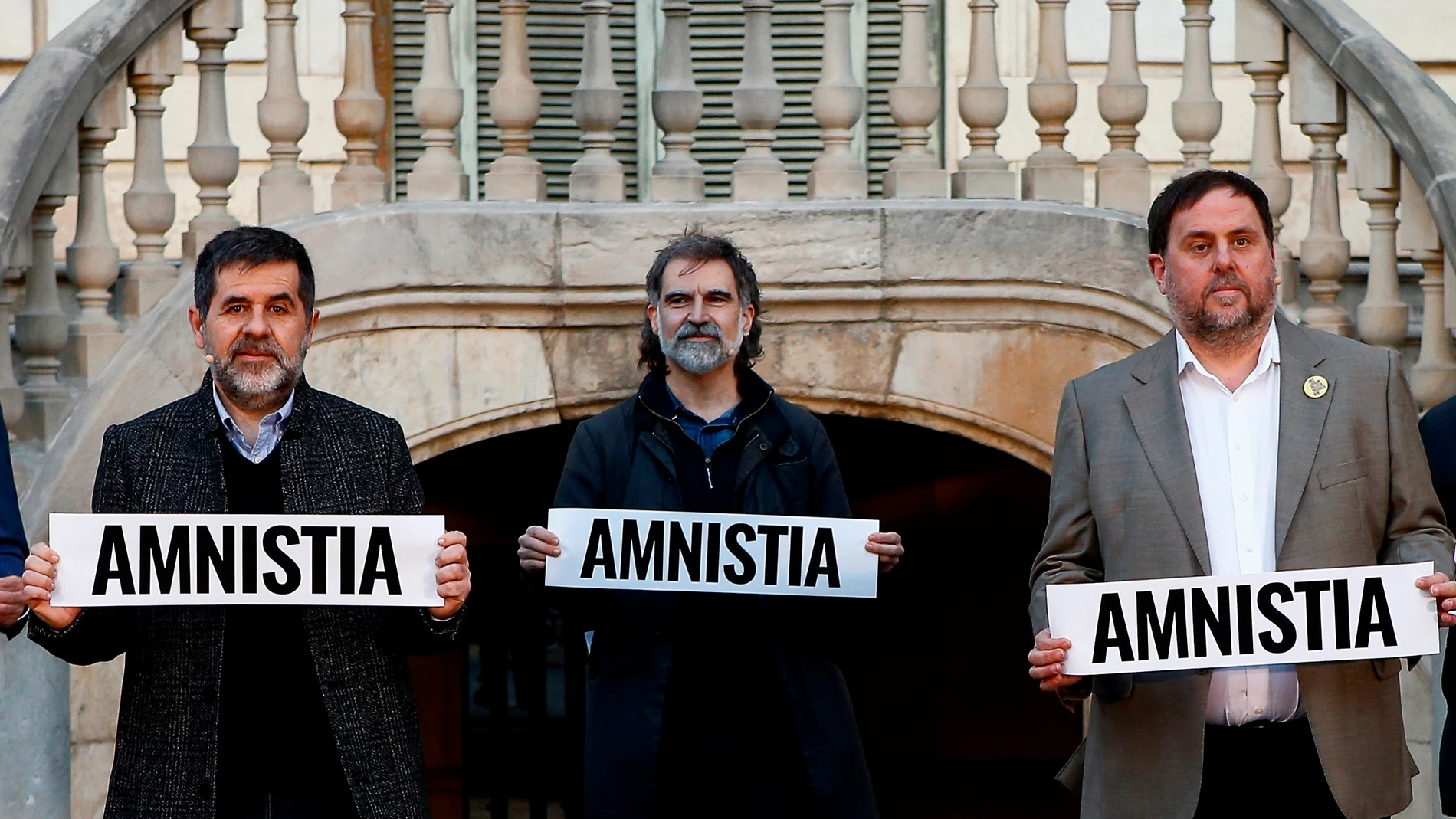 Los presos del procés Oriol Junqueras, Jordi Sànchez, y Jordi Cuixart