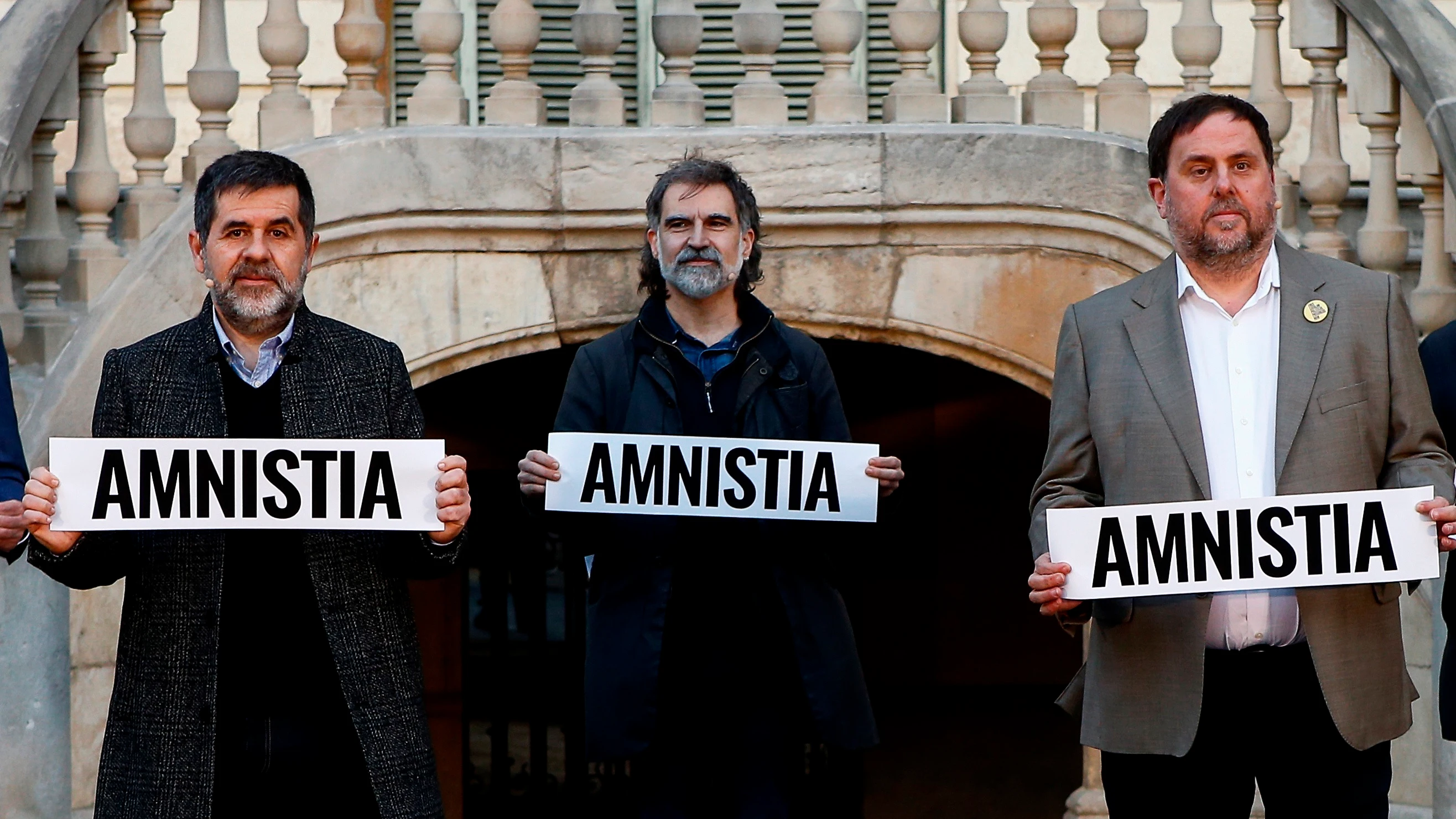 Los presos del procés Oriol Junqueras, Jordi Sànchez, y Jordi Cuixart