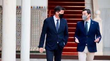 El presidente y el vicepresidente de la Junta de Andalucía, Juanma Moreno y Juan Marín
