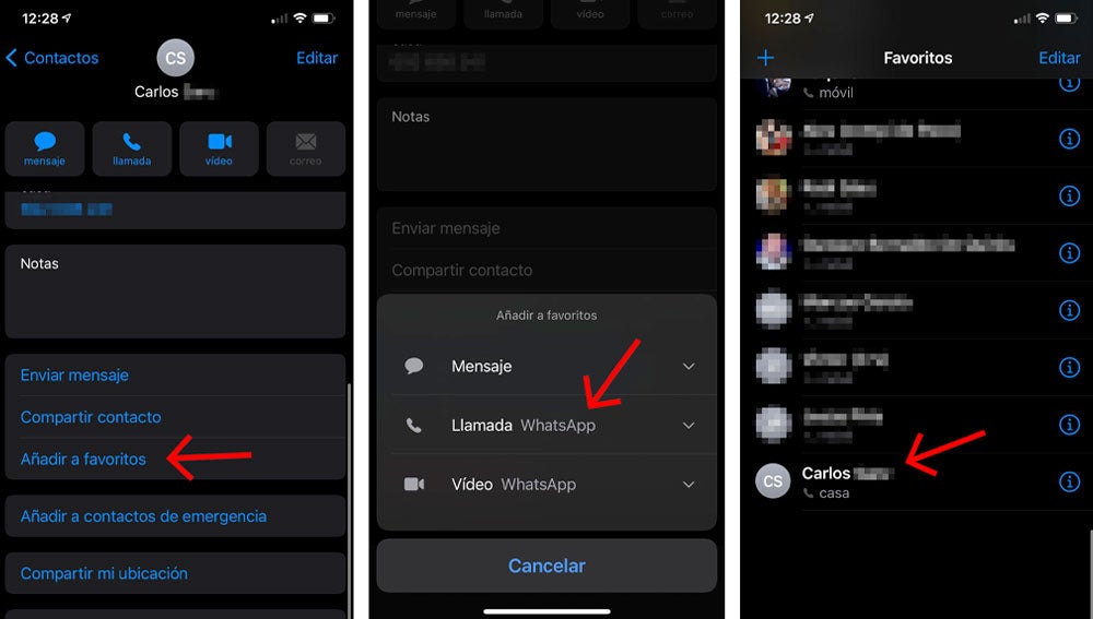 Añade contactos al listado de favoritos en tu iPhone.