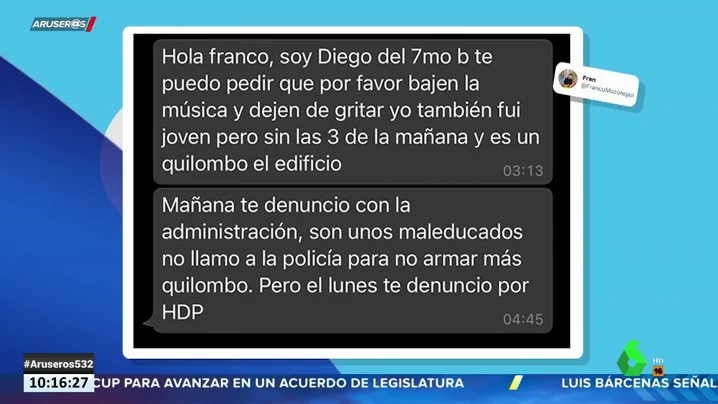 La hilarante conversación entre dos vecinos con problemas de convivencia: "Vete a cagar"