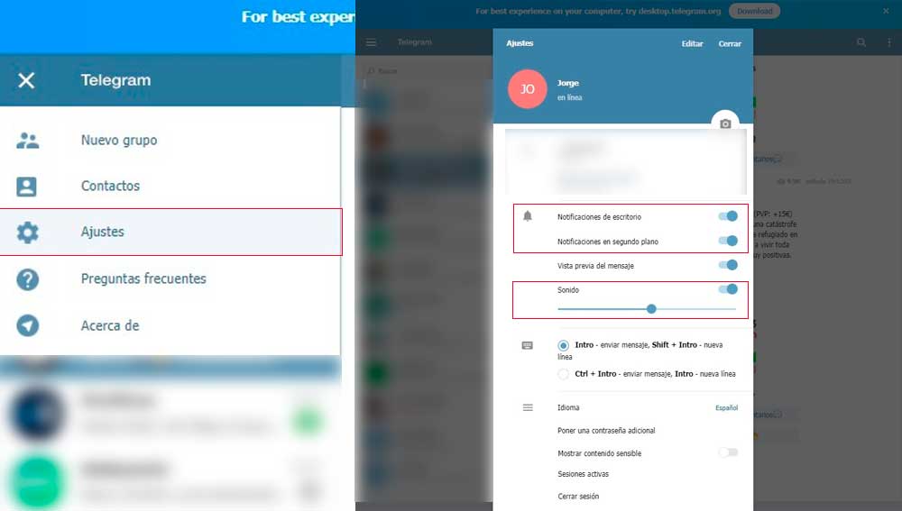 Configurando las notificaciones en Telegram