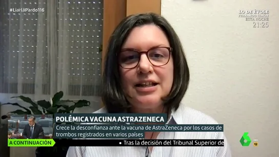 La viróloga Sonia Zúñiga llama a la calma con la vacuna de AstraZeneca: "Cualquier cosa que le pasa se magnifica" La viróloga Sonia Zúñiga llama a la calma con la vacuna de AstraZeneca: "Cualquier cosa que le pasa se magnifica"