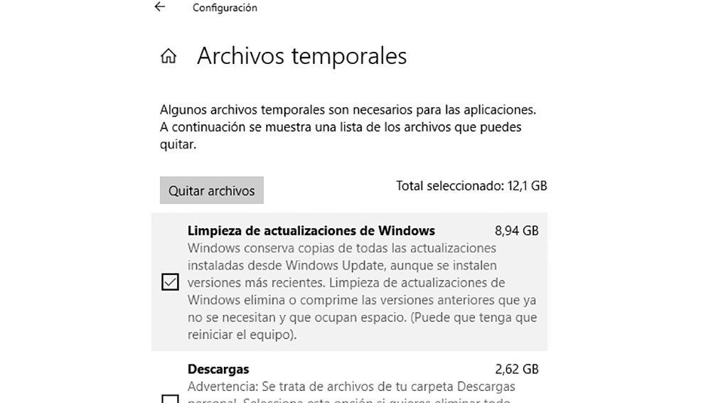 Borrando los archivos temporales