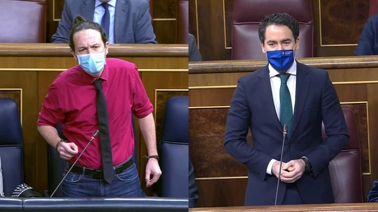 Pablo Iglesias y Teodoro García Egea en el Congreso Pablo Iglesias y Teodoro García Egea en el Congreso