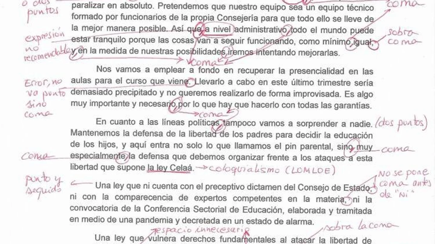 Documento de María Isabel Campuzano corregido por 'Docentes Unidos' Documento de María Isabel Campuzano corregido por 'Docentes Unidos'