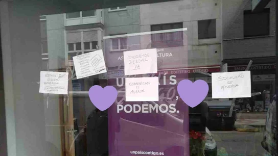 Podemos Gijón denuncia el ataque a su sede Podemos Gijón denuncia el ataque a su sede