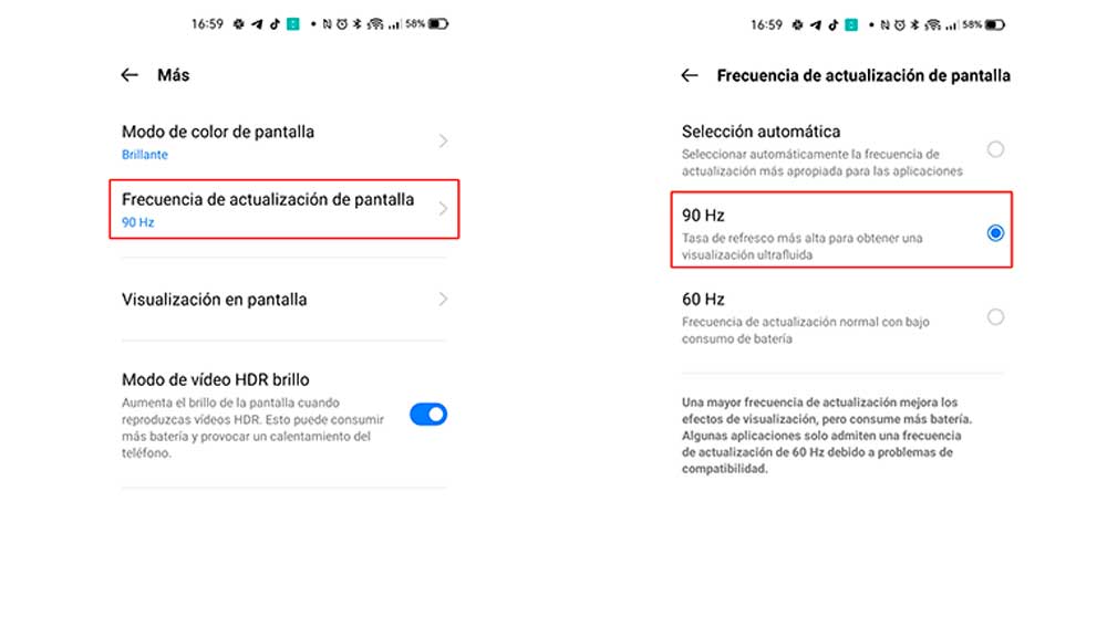 Comprobándolo en los ajustes