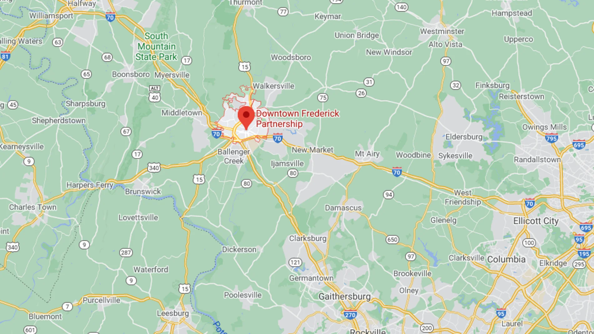La ubicación de Frederick (Maryland, EEUU)
