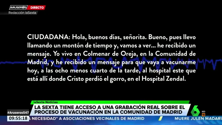 Llamada a la Consejería de Sanidad de Madrid