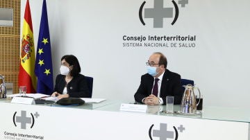 Carolina Darias y Miquel Iceta durante el Consejo Interterritorial