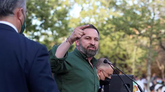 Santiago Abascal durante el acto de Vox en Vallecas Santiago Abascal durante el acto de Vox en Vallecas