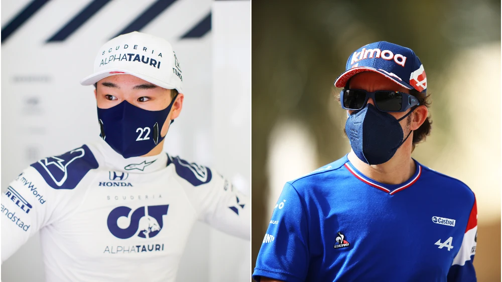 Yuki Tsunoda y Fernando Alonso