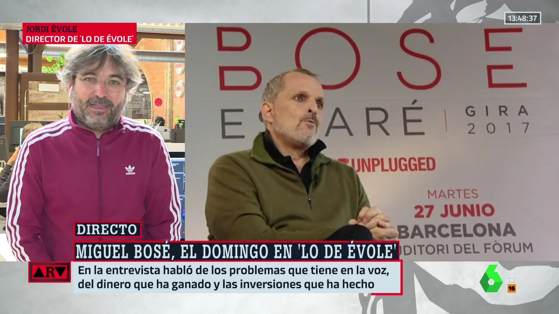 Évole, sobre su entrevista a Miguel Bosé: "Vivió episodios en su infancia con los que se te pone la piel de gallina"