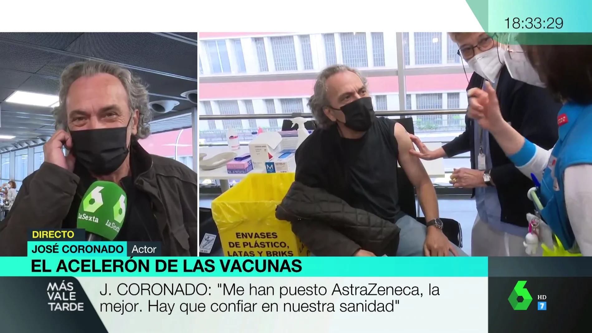 José Coronado se vacuna contra el coronavirus