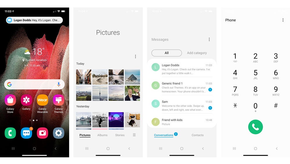 Android corriendo a través de la pantalla de un iPhone.