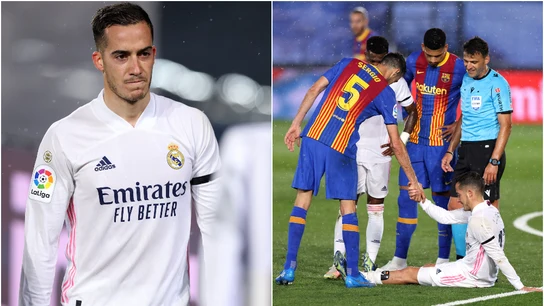 Lucas Vázquez cayó lesionado en una acción con Busquets en el Clásico Lucas Vázquez cayó lesionado en una acción con Busquets en el Clásico