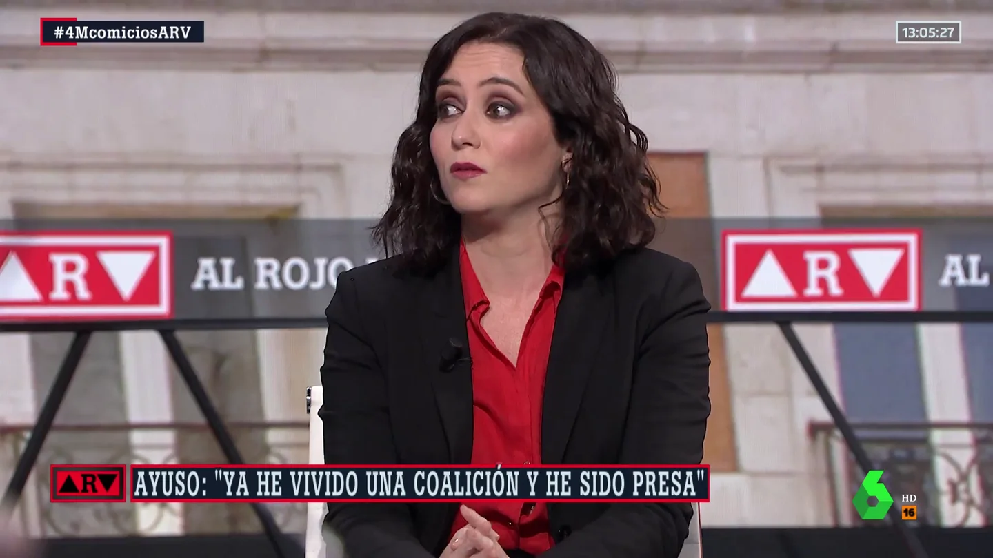 Ayuso pide que nadie se relaje el 4M y no descarta a Cs ni Vox: "He vivido una coalición y he sido presa" Ayuso pide que nadie se relaje el 4M y no descarta a Cs ni Vox: "He vivido una coalición y he sido presa"