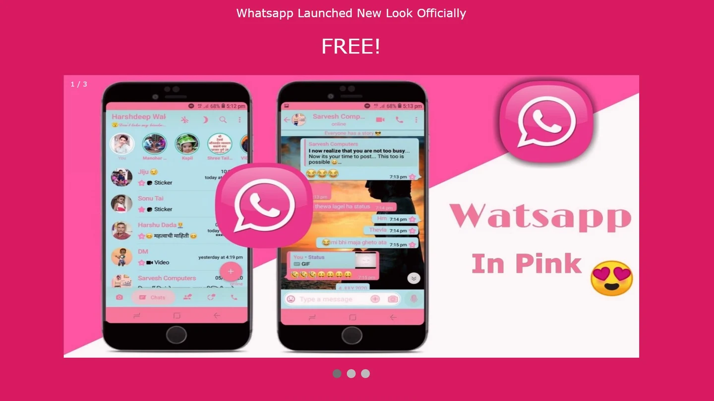Versión rosa de 'WhatsApp', que resulta ser una estafa Versión rosa de 'WhatsApp', que resulta ser una estafa