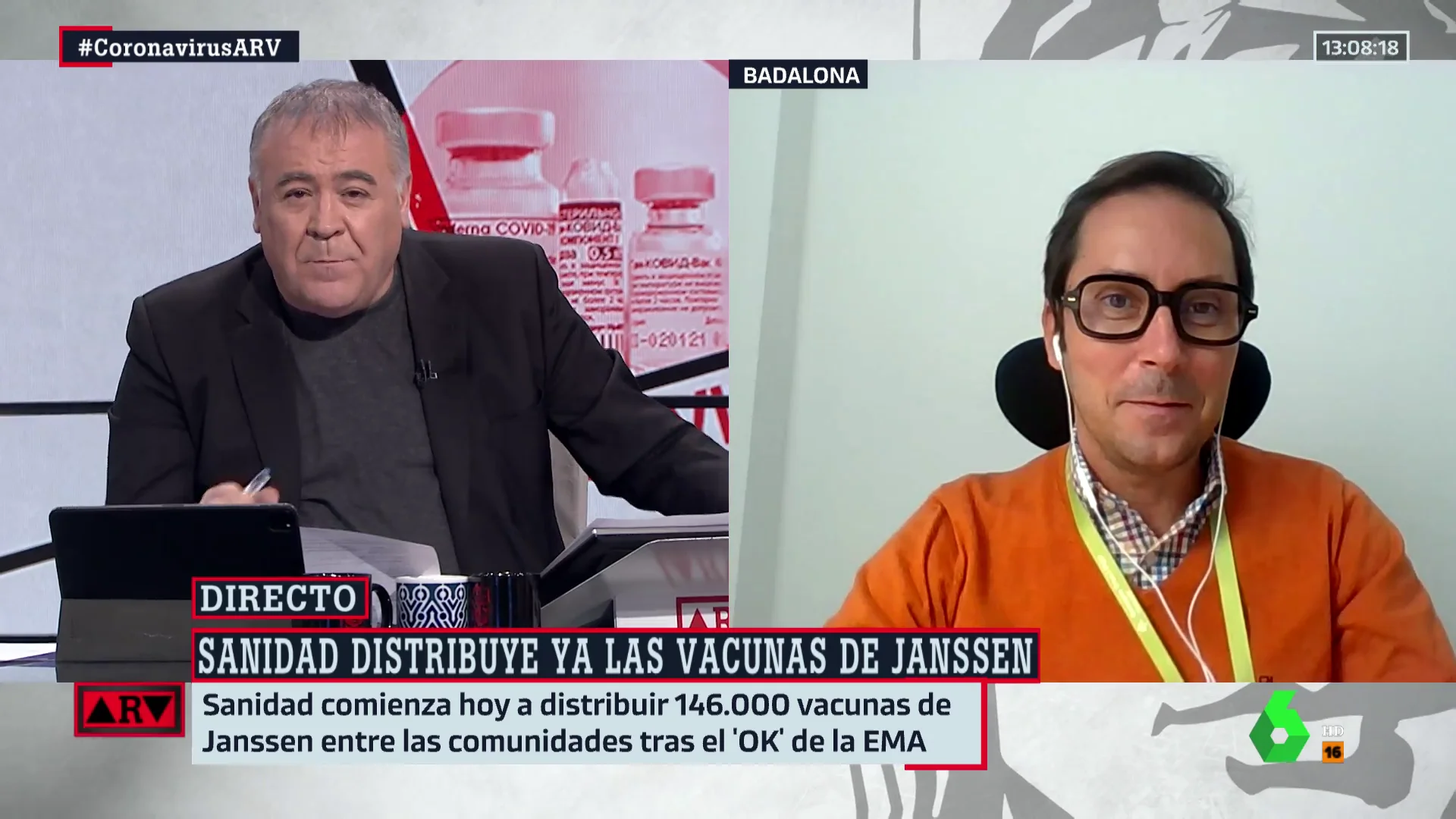 Al rojo vivo (21-04-21) Un investigador llama a la calma sobre Janssen: "La incidencia de los trombos es muy baja, se da menos de un caso entre un millón"