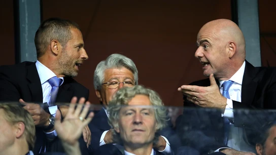 Aleksander Ceferin, Enrique Cerezo y Gianni Infantino Aleksander Ceferin, Enrique Cerezo y Gianni Infantino