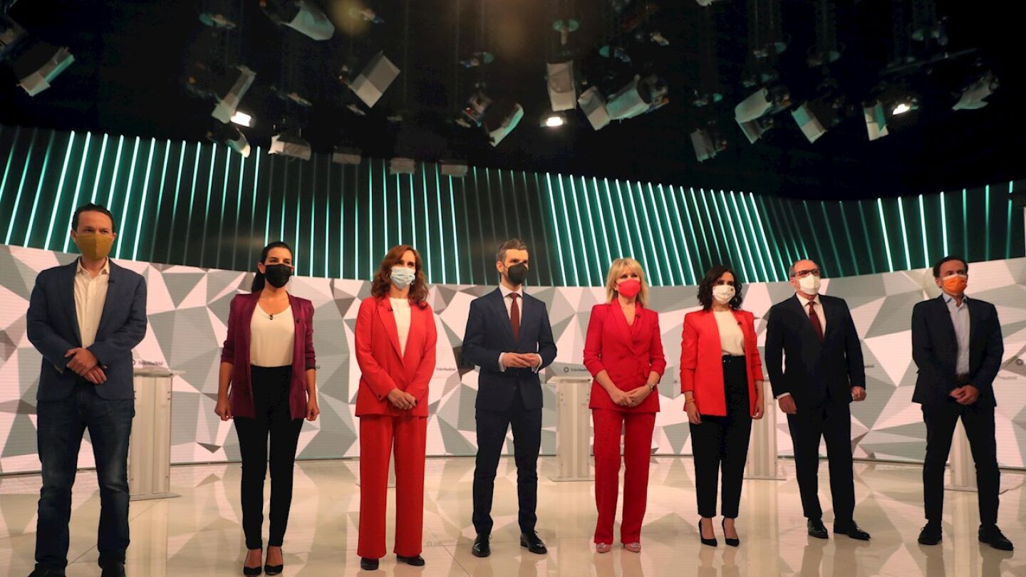 Los candidatos a la presidencia de la Comunidad de Madrid minutos previos al debate
