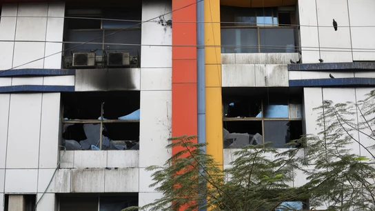 La fachada del hospital de Maharashtra (India) tras el incendio La fachada del hospital de Maharashtra (India) tras el incendio