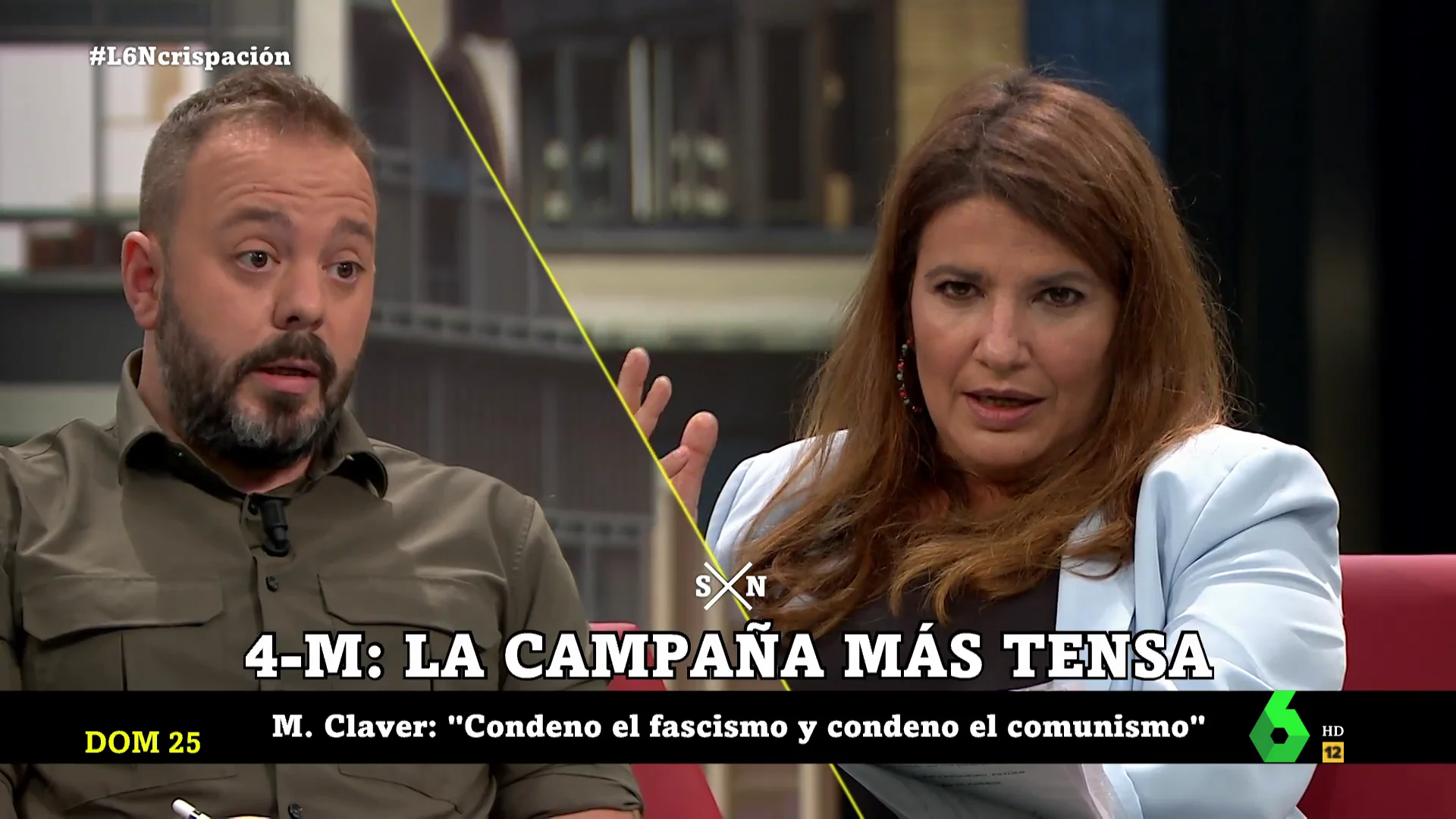 El tenso debate entre Antonio Maestre y María Claver en laSexta Noche