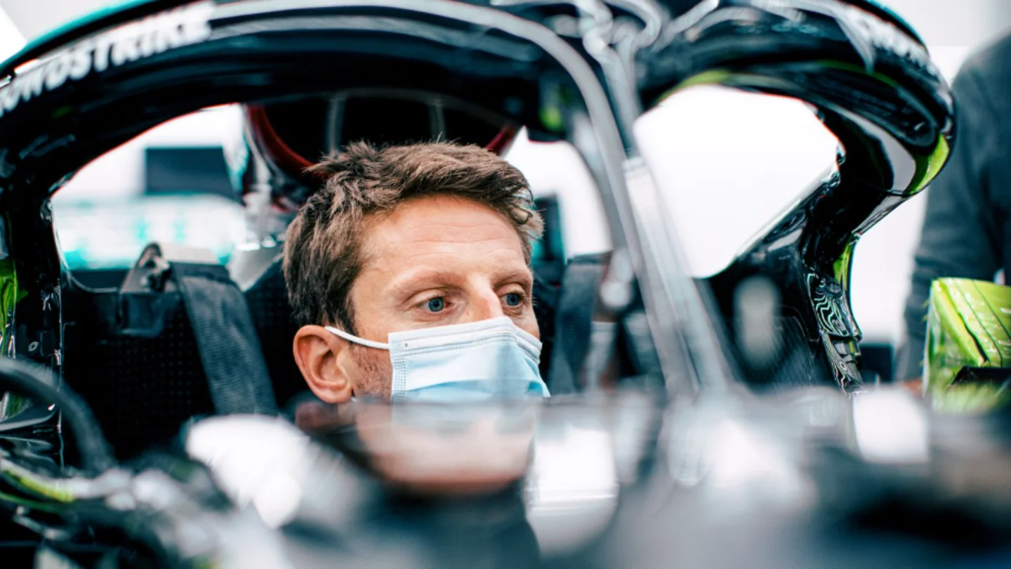 Romain Grosjean en el monoplaza de Mercedes Romain Grosjean en el monoplaza de Mercedes
