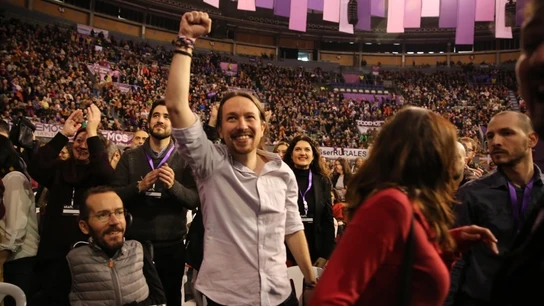 El líder de Podemos, Pablo Iglesias, en un encuentro con militantes en 2019 Pablo Iglesias