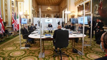 Imagen de la primera sesión de la reunión de ministros del G7 en Londres
