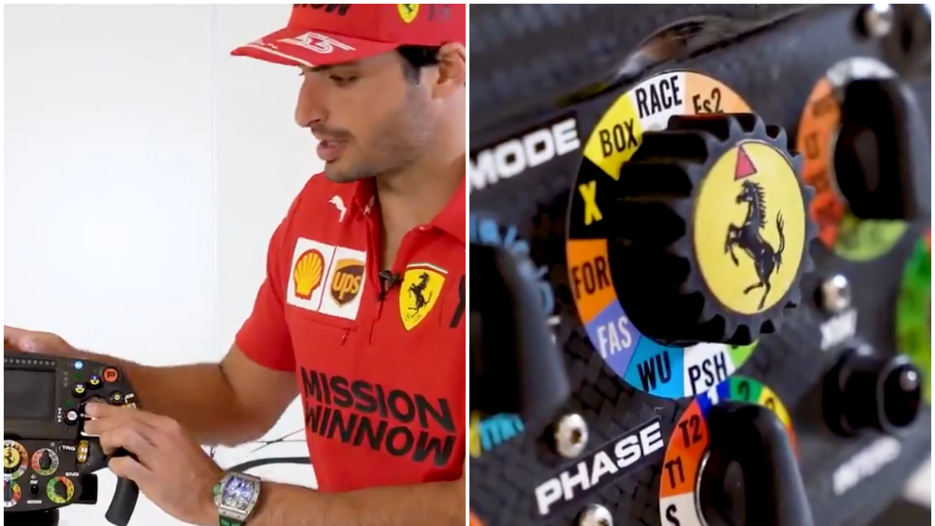 Carlos Sainz Jr. te explica cómo funciona un volante de Fórmula 1 (el de  Ferrari)