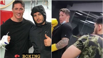 Fernando Torres y Omar Montes practicando boxeo