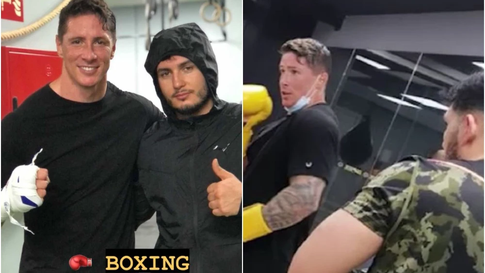 Fernando Torres y Omar Montes practicando boxeo