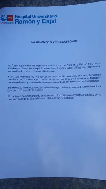 Parte médico de Ángel Gabilondo Parte médico de Ángel Gabilondo