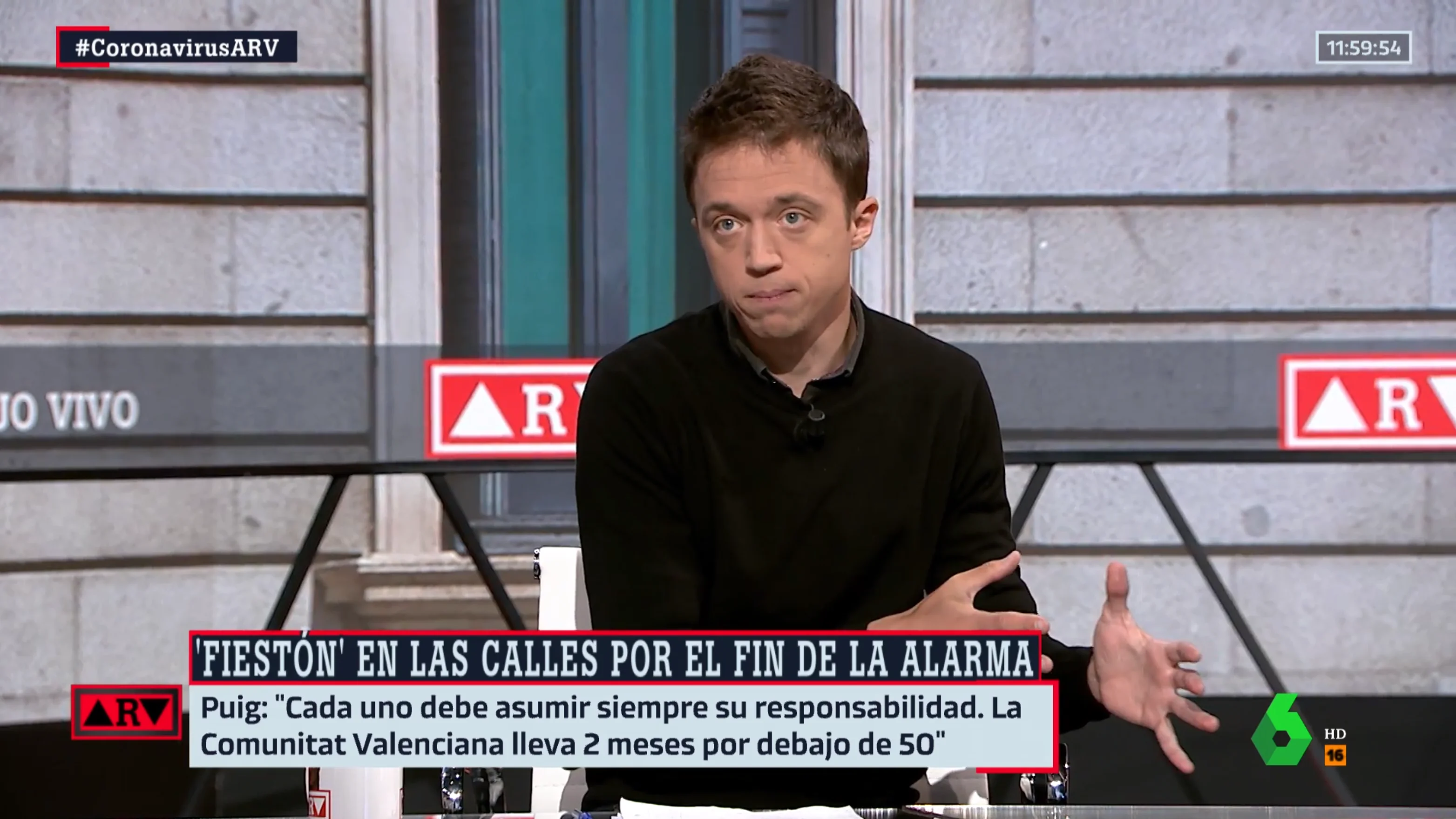 Al Rojo Vivo (10-05-21) Errejón, sobre el fin del estado de alarma: "El Gobierno se ha lavado las manos. Yo creo que la soberanía está en el Congreso"