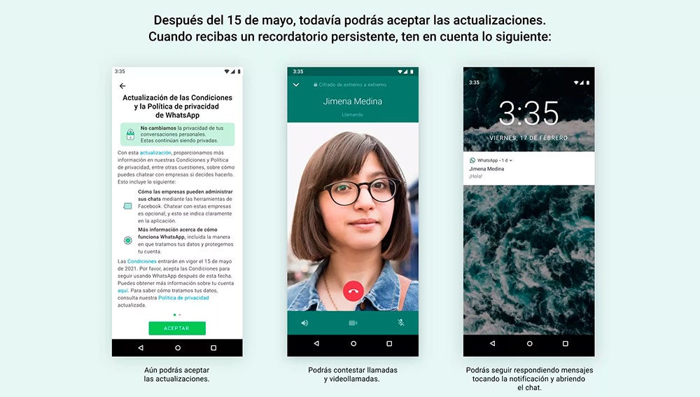 Los mensajes persistentes de WhatsApp